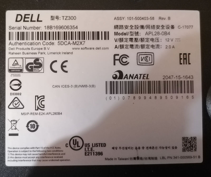 Dell SonicWall TZ300 Wireless-AC - Pare-feu/Appliance/Routeur Sécurité Réseau  SonicWALL   