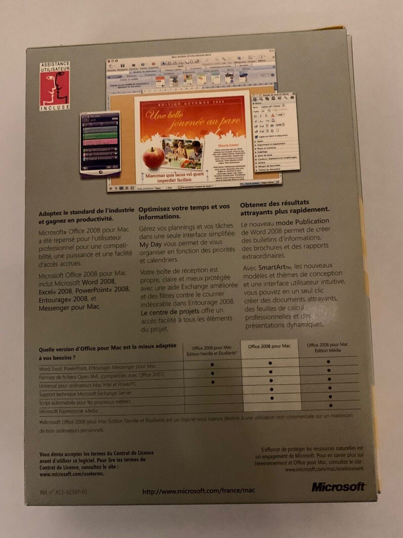 Logiciel Microsoft Office mac 2008 DVD Et Licence Avec PRODUCT KEY  Microsoft   