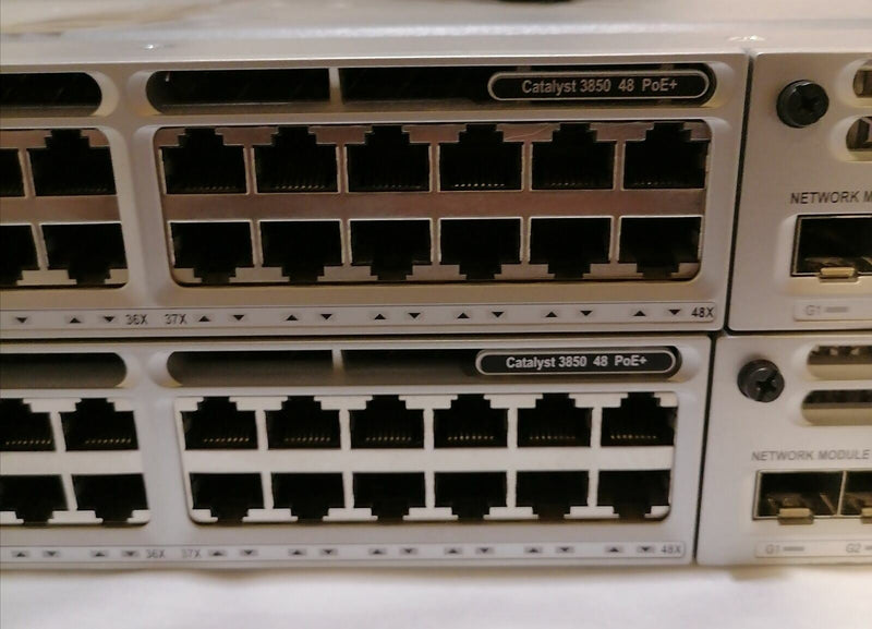 Lot de 2 Cisco Catalyst WS-C3850-48F-L 48 v07 - Psu 1100W - Module C3850-NM2-10G Informatique, réseaux:Réseau d'entreprise, serveurs:Commutateurs, concentrateurs:Commutateurs réseau Cisco   