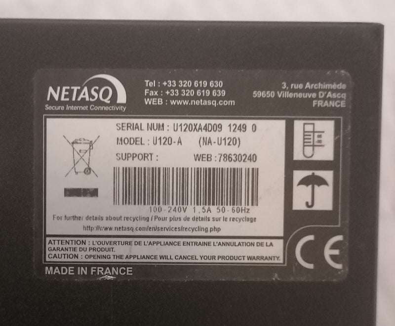 Netasq U120-A Multifonction Pare-feu Informatique, réseaux:Réseau d'entreprise, serveurs:VPN, firewalls: dispositifs Netasq   
