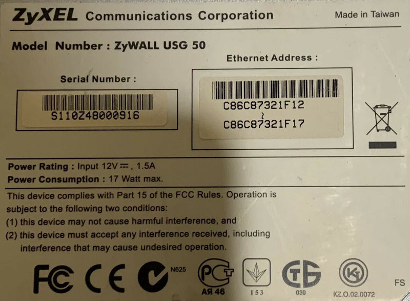 ZyXEL ZyWALL USG 50 - Appliance de sécurité unifiée  ZYXEL   